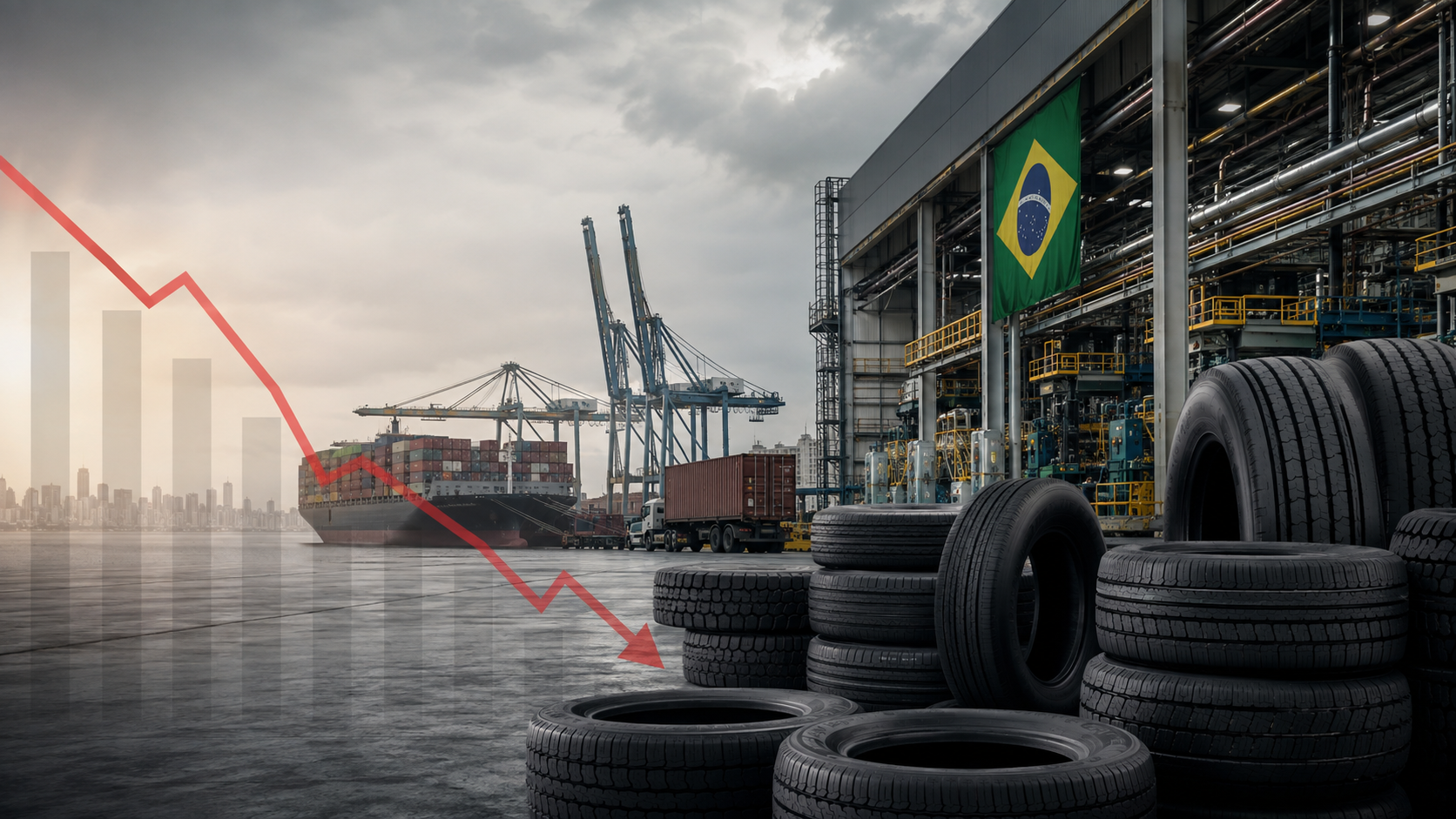 Vendas de pneus de passeio e carga nacionais caem 6,8% com avanço dos importados.